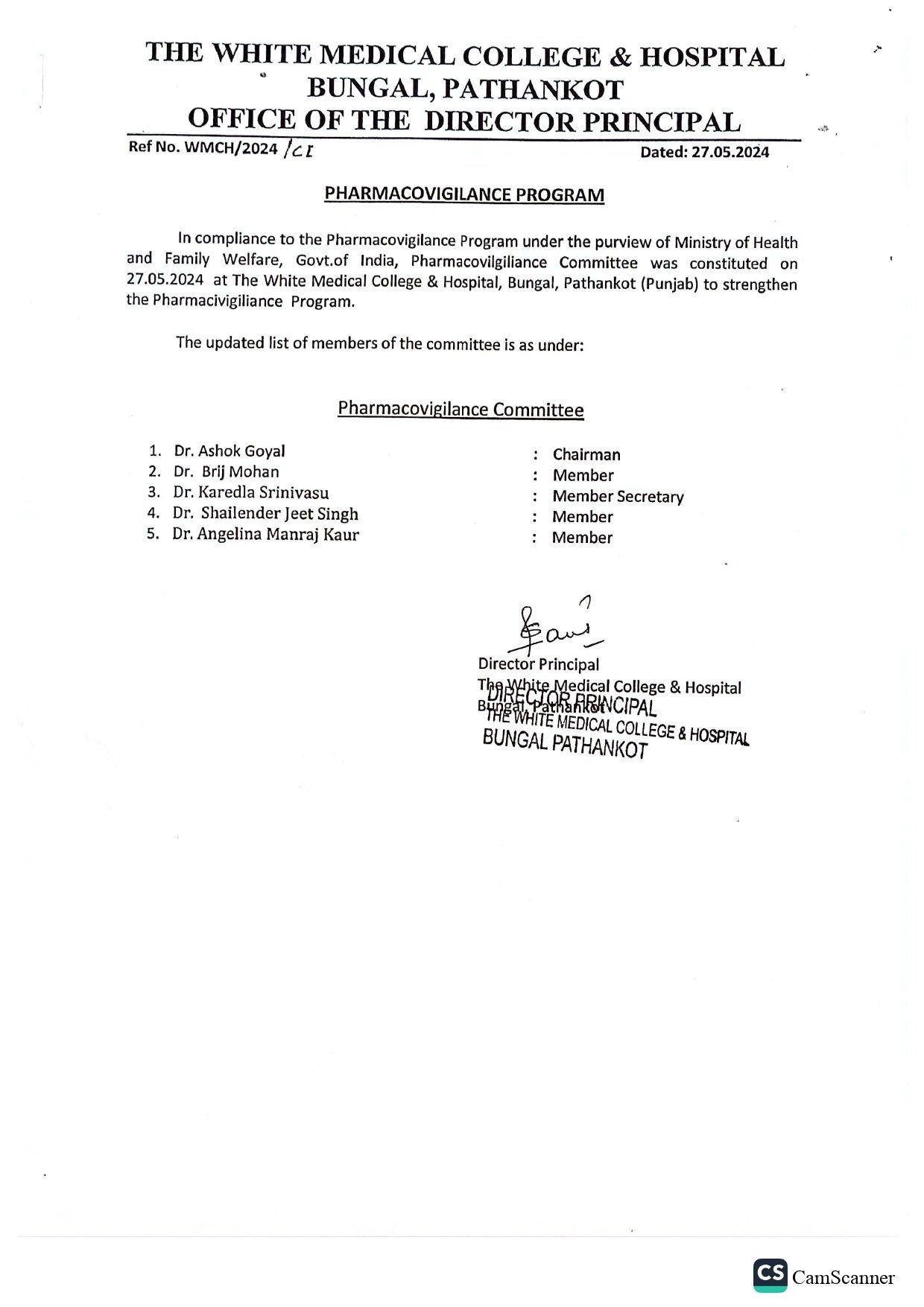 Pharmacovigilance Committee constituted